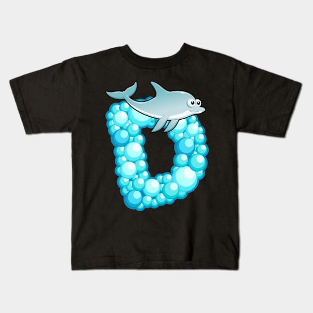 Letter D Fishy Bubbly Alphabet Kids T-Shirt by PosterpartyCo